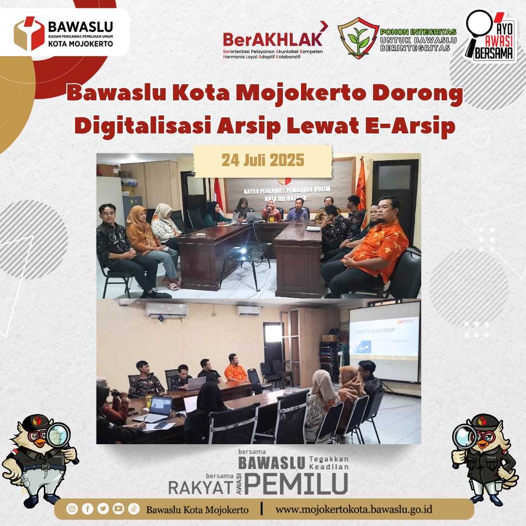 Mojo#SahabatBawaslu, #BawasluKotaMojokerto dorong digitalisasi arsip lewat e-arsip

Berikut selengkapnya:
mojokertokota.bawaslu.go.id/berita/bawaslu…

#AyoAwasiBersama
#BawasluJatim
#BawasluMengawasi
#PohonIntegritas
#BawasluBergiat