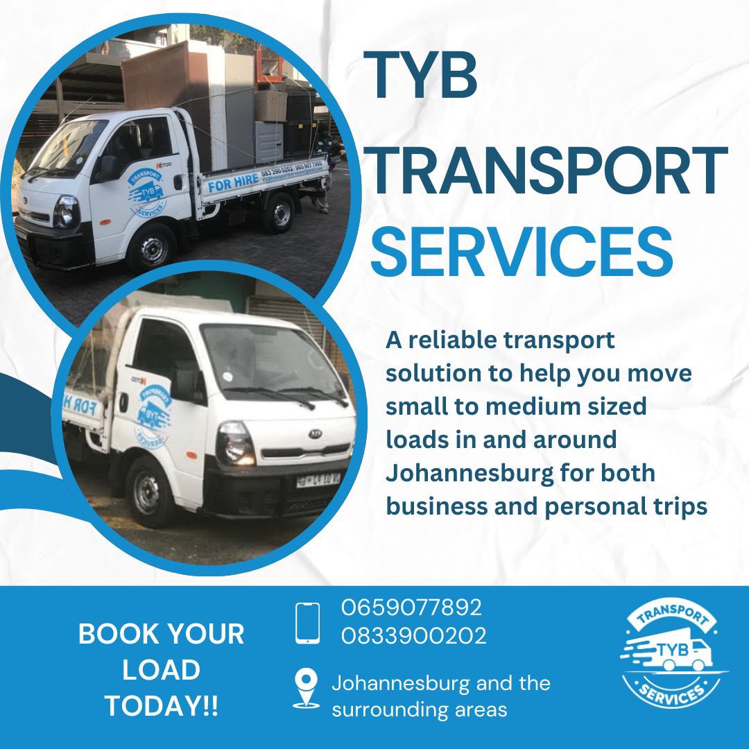 TYB_Transport's tweet image. 🚛 Need a SAME-DAY move or delivery?
TYB Transport handles it all!  
✅ Furniture • House Moves • Bulk Loads  
📞💬065 907 7892 /083 390 0202
#powertalk #Sophiemokoena #ShopriteSA #Zakes
