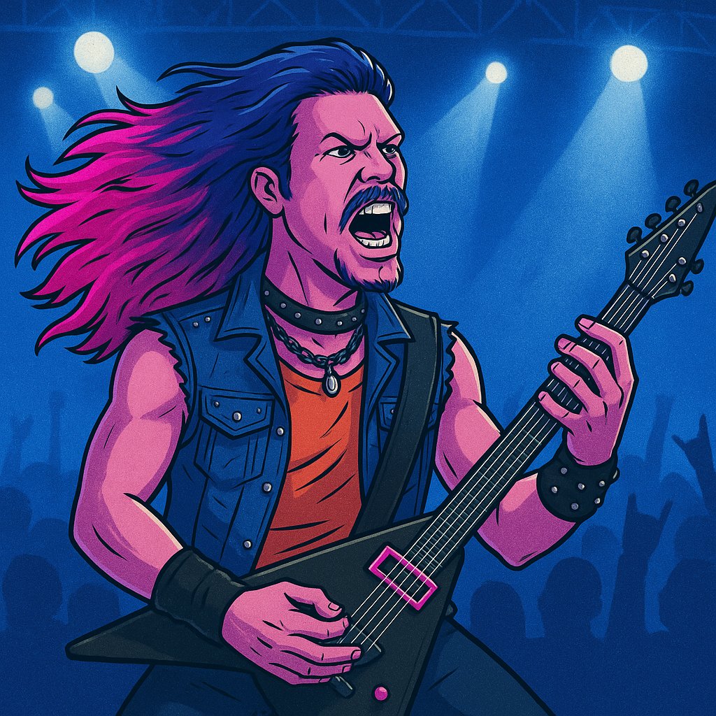 FORG on stage. No fear. Just riffs.
Dropped her into a Metallica concert—she owned it.
Cold stare, hotter solos.
#forgpetrovic #classof2082
@TheBlockBookapp