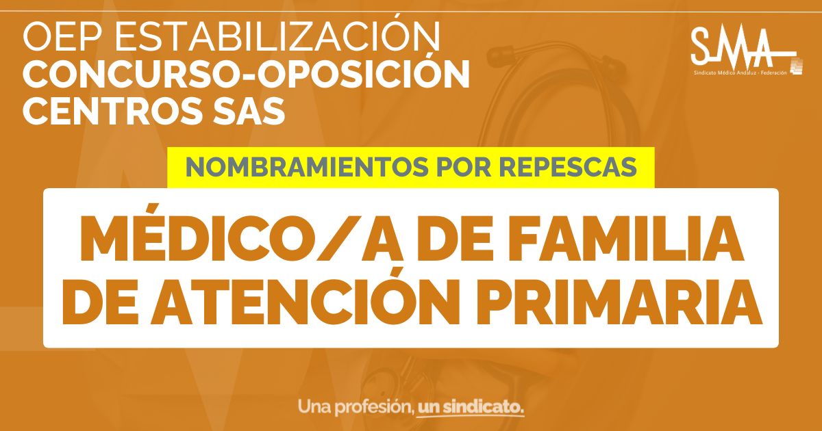 smandaluz's tweet image. 🟧 Nombramientos: Personal estatutario fijo. Proceso de Concurso-Oposición en Repesca. Centros SAS.
📌 Médico/a de Familia de Atención Primaria
Más información en ➡️ smandaluz.com/nombramientos-…