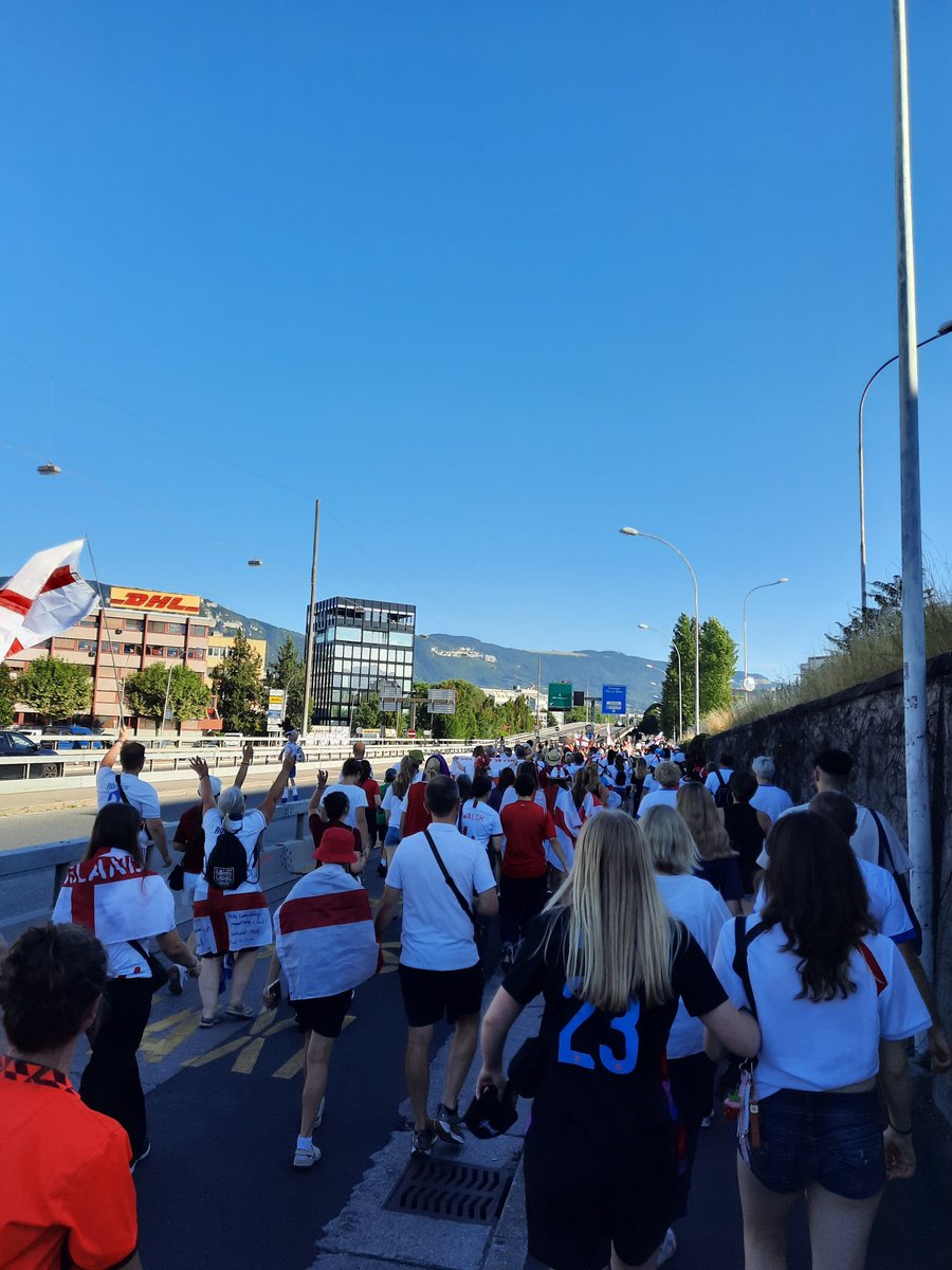 Reflecting on an amazing time in Geneva for the WEURO semi-final, I wanted to say a huge thanks to <a href="/FreeLionesses/">Free Lionesses</a> and <a href="/WeAreTheFSA/">The FSA</a> for organising the England fan walk and everything else around it! 🏴󠁧󠁢󠁥󠁮󠁧󠁿 #Lionesses #ByFansForFans