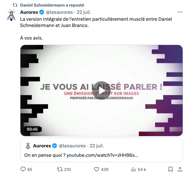 adsaum's tweet image. Je ne sais pas pourquoi on s'étonne encore des sorties de route de Daniel Schneidermann.
Ça fait longtemps que le fondateur d'ASI roule sur le bas-côté en permanence, comme quand il reçoit Juan Branco sur son plateau. Demain Kémi Séba ? Candace Owens ?