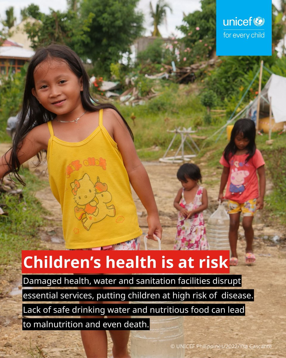 unicefphils's tweet image. The climate crisis is a child rights crisis.

Stronger typhoons and heavier monsoon rains cause massive floods. These events are already affecting children’s health, education, and safety. With the right action now, we can still protect their future.

unicef.org/philippines/st…