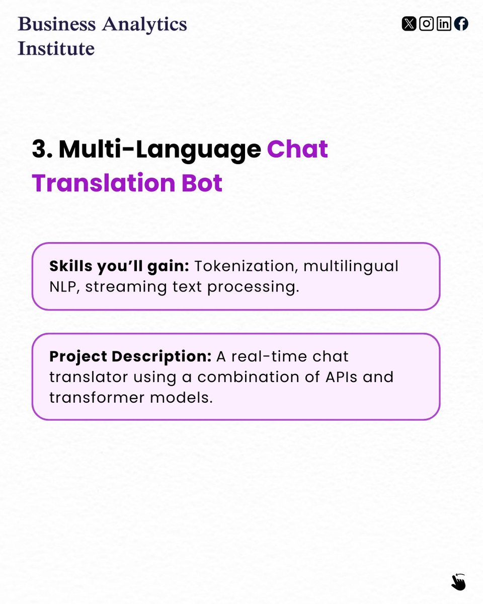 b_analyticsinst's tweet image. Want to break into NLP?
Here are 4 powerful project ideas to build your resume 👇
✅ Legal Summarizer using RAG
✅ News Classifier
✅ Multilingual Chat Bot
✅ Q&A on Custom PDFs
(NLP project ideas, AI resume tips, AI Generalist Program)
#NLP #AIProjects #LangChain #AIJobs