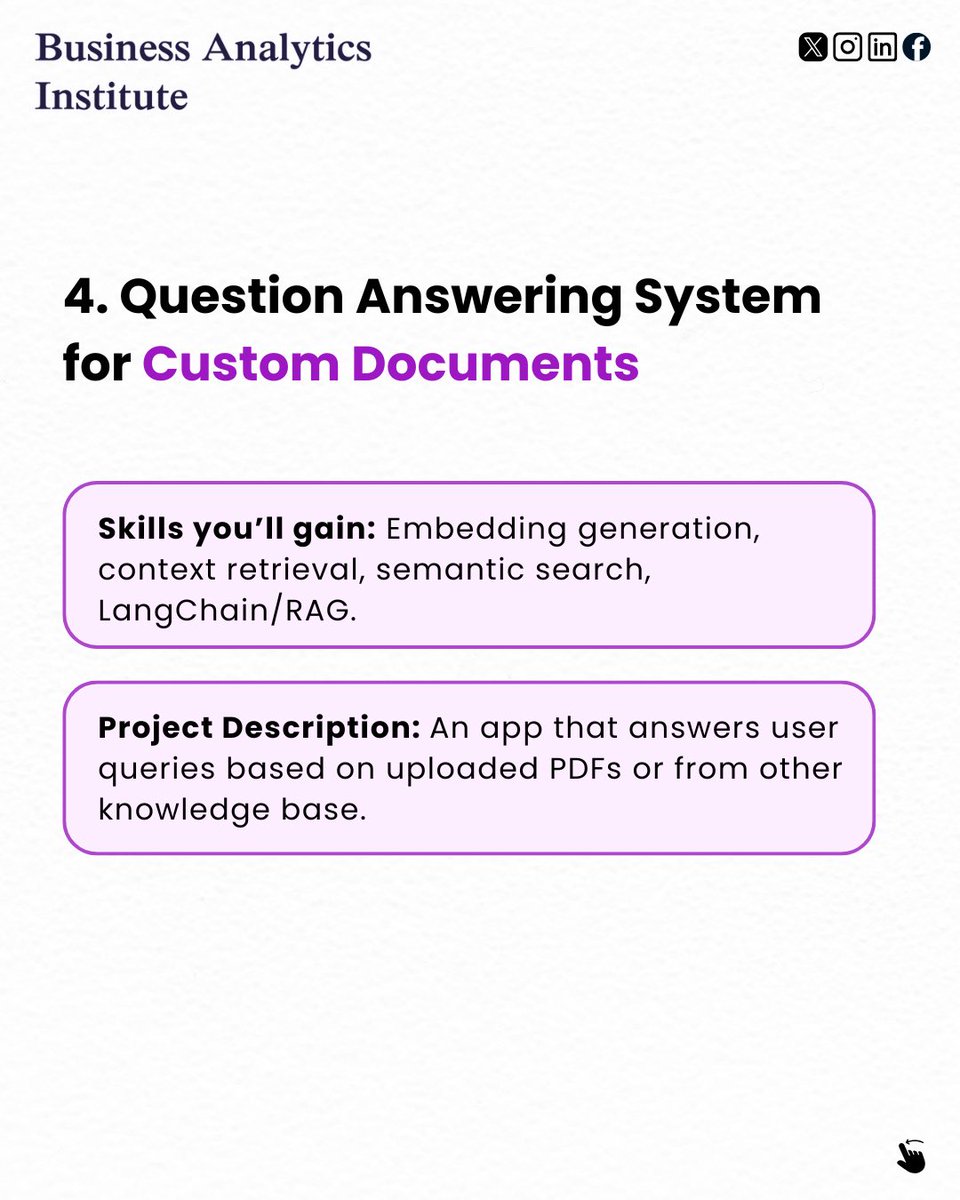 b_analyticsinst's tweet image. Want to break into NLP?
Here are 4 powerful project ideas to build your resume 👇
✅ Legal Summarizer using RAG
✅ News Classifier
✅ Multilingual Chat Bot
✅ Q&A on Custom PDFs
(NLP project ideas, AI resume tips, AI Generalist Program)
#NLP #AIProjects #LangChain #AIJobs