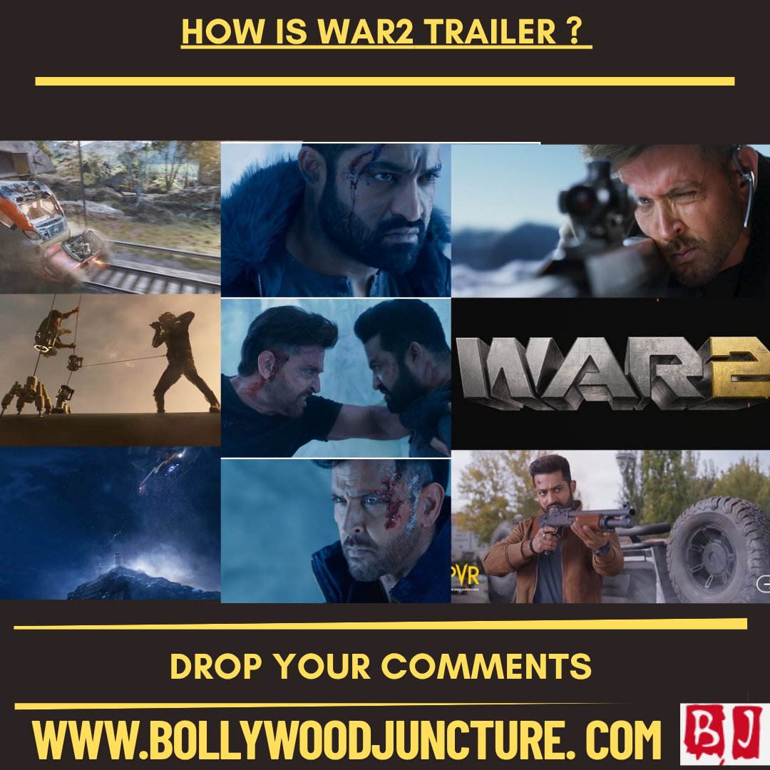 BJuncture's tweet photo. How is #WAR2 Trailer ?   #War2 #WAR2TrailerEurophia #JrNTR #HrithikRoshan https://t.co/97xREcK2pS