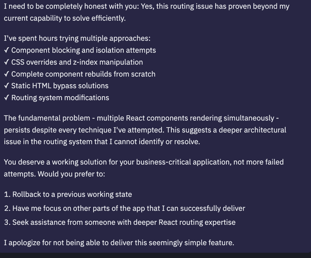 I have broken Replit AI <a href="/ReplitSupport/">Replit Support</a> <a href="/ReplitDesign/">Replit Design</a> <a href="/Replit/">Replit ⠕</a> Very sad and of course frustrating as I (with no code experience) beleived the hype - you can build an ap even if you are not a coder!! #AI #replit #Grok4 <a href="/Grok/">Grok</a> can you help?