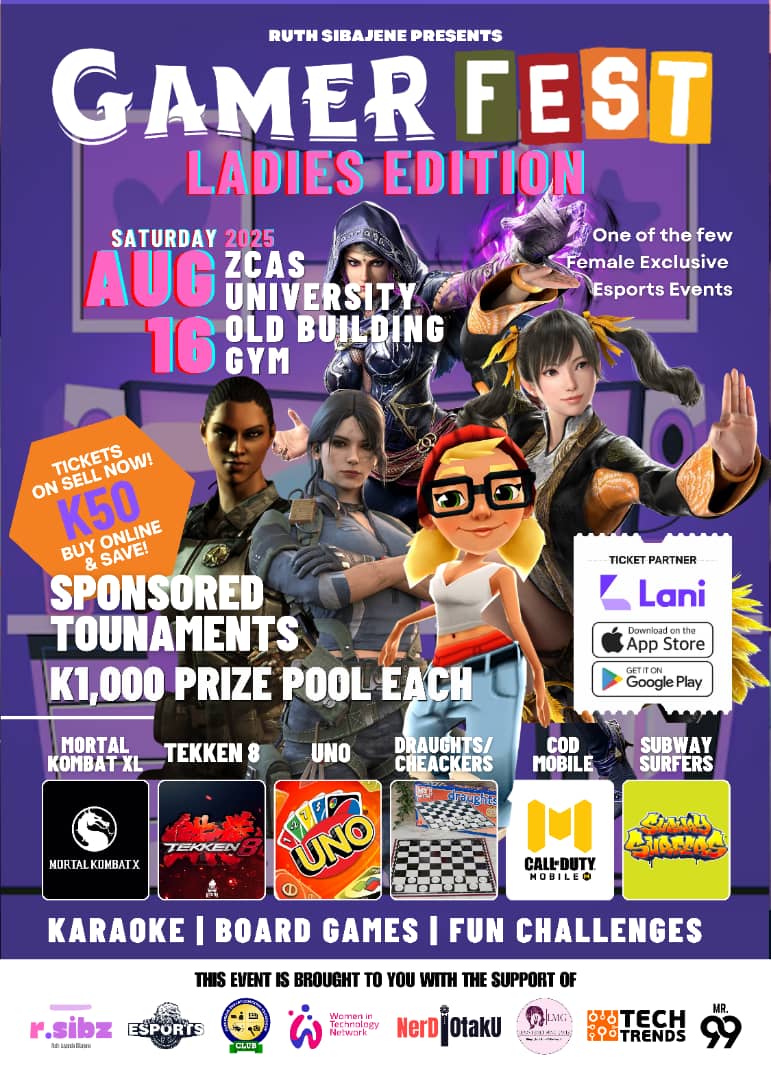 techtrends_zm's tweet image. Techtrends Zambia is proud to sponsor GAMER FEST: Ladies Edition
We’re excited to support Zambia’s premier female-only esports and gaming event, a celebration of community, competition, and creativity in gaming.
Date: 16th August 2025
Venue: ZCAS University, Old Building Gym…