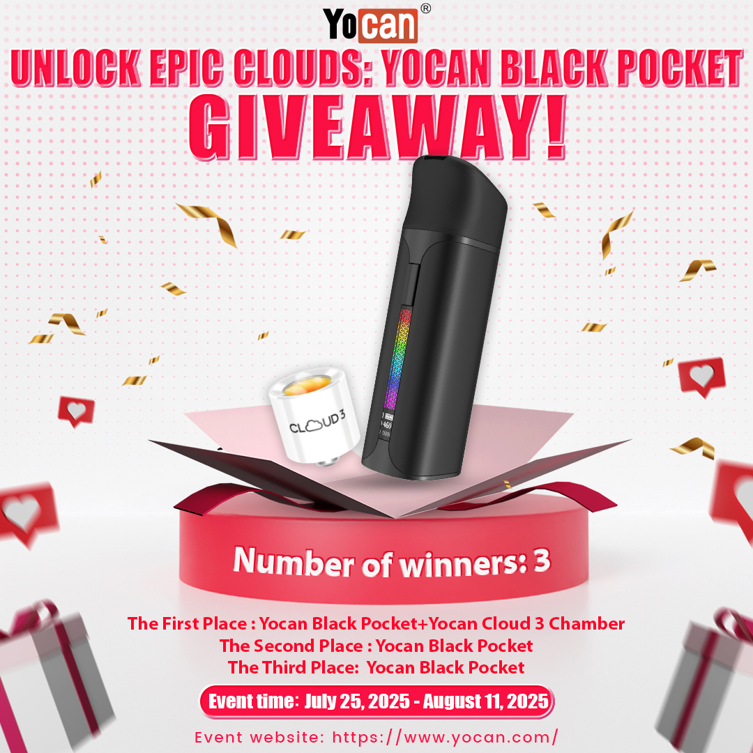 Yocan Black Pocket Giveaway

*3 winners*

⚠ Notes:
1. Must be over 21!
2. End date: August 11th, 2025.

Entrance: LINK IN BIO, or check this link:
yocan.com/yocan-black-po…

#yocan #giveaway #yocanblack #winners #yocanblackpocket #pocket