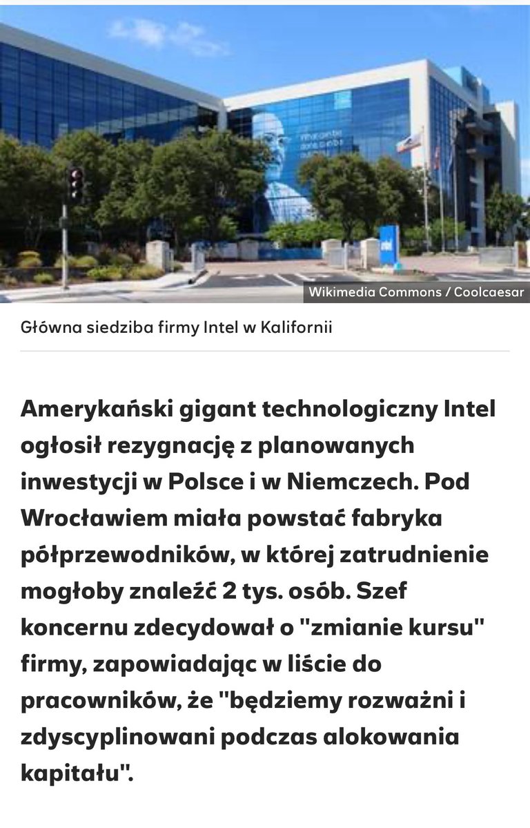 Najpierw wycofanie się z Polski MAERSKA, największego na świecie operatora kontenerowego, teraz wycofanie się INTELA, amerykańskiego producenta mikroprocesorów jest potwierdzeniem katastrofalnej polityki Tuska. Z każdym dniem jego rządów tracimy szansę na rozwój polskiej