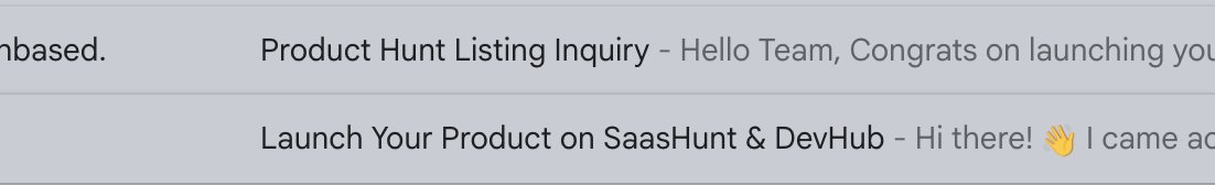 _DavidCodes's tweet image. After uploading on producthunt I get these spam emails about "hey please upload it to our directory too".
If you want me to do that then make me a personalized upload link with all my producthunt info already filled in so I only need to publish it, make it easier for me