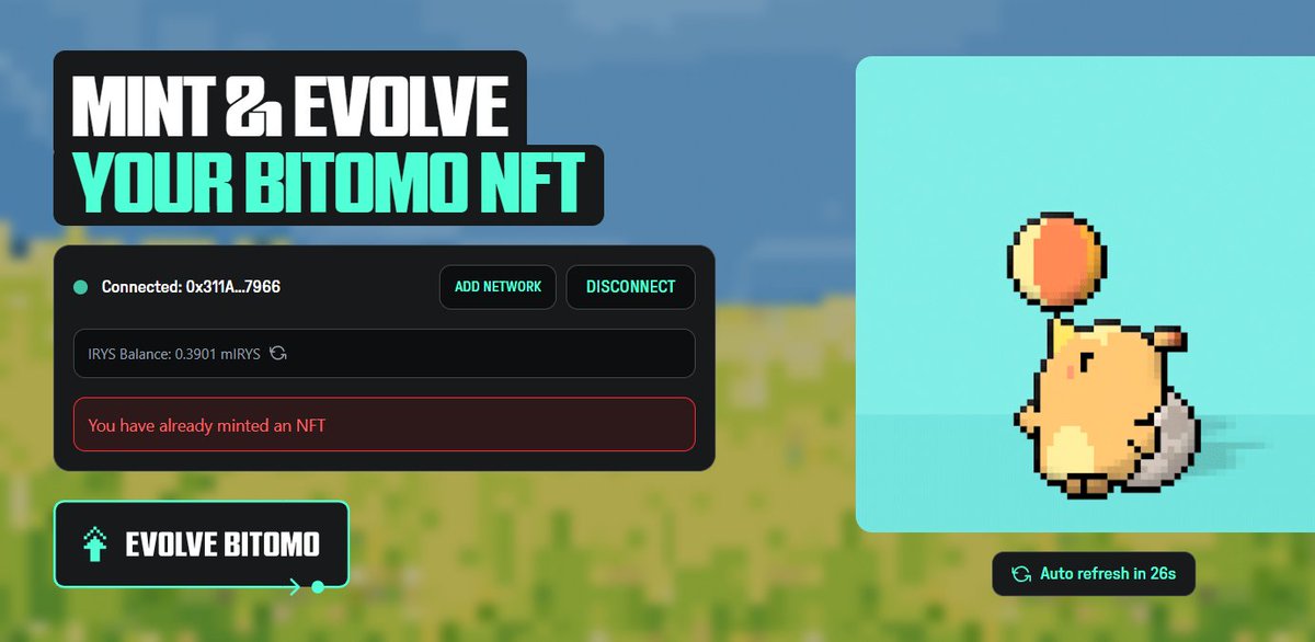 Paradise__12345's tweet image. That moment when your Bitomo egg hits MAX LEVEL 🧬🔥No more waiting. No more yolk.
Just pure evolution power.🐣→🐤→💥Minted. Evolved. Unstoppable.#Bitomo #IRYS #NFTEvolution #OnChainGaming #EvolveWithIRYS @irys_xyz @irys_xyz_in 

Attach the screenshot you shared — it adds