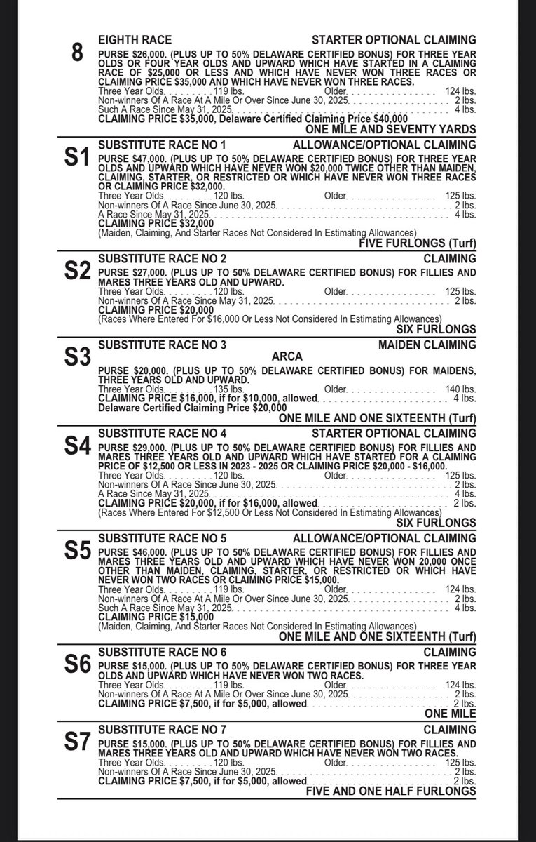 DelParkRacing's tweet image. Taking entries today for day 42 of the 2025 live racing season - Thursday July 31