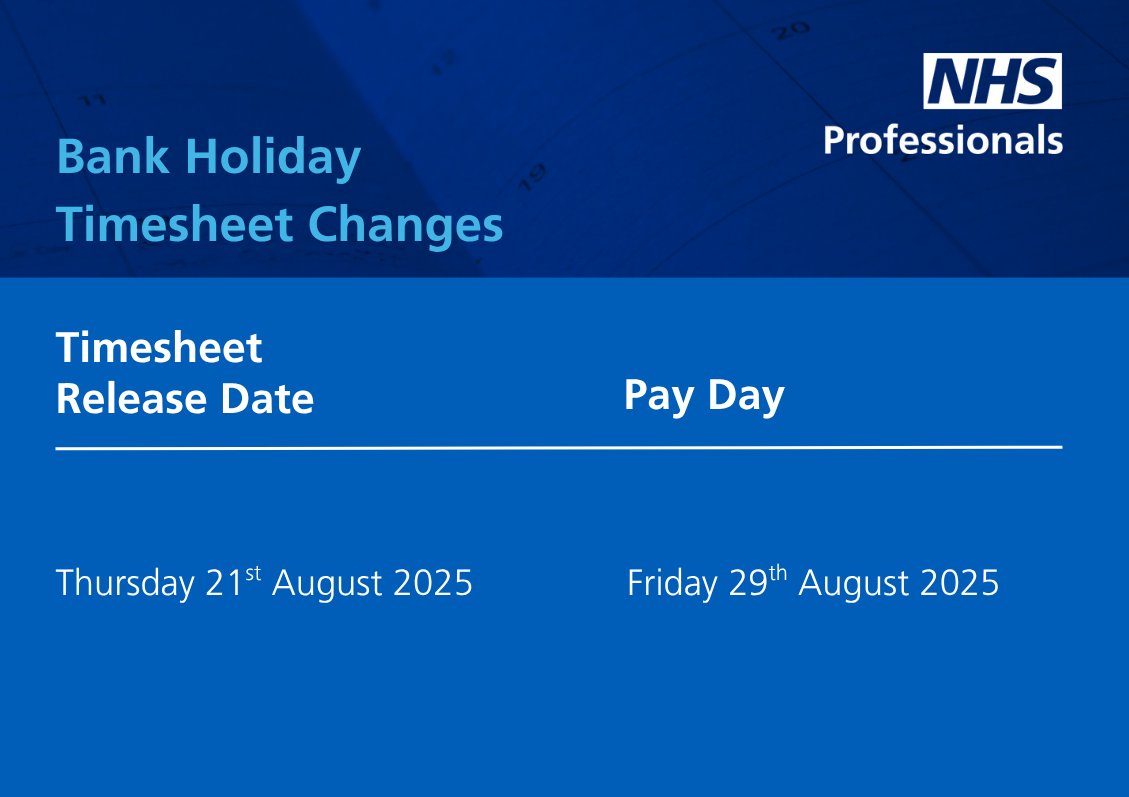 ⚠️August Bank Holiday Timesheet Releases⚠️

We have made some changes to the timesheet release dates to avoid any disruption to your usual payment date.

Please ensure you release your timesheets by midnight on Thursday 21st August 2025 to be paid by Friday 29th August 2025.