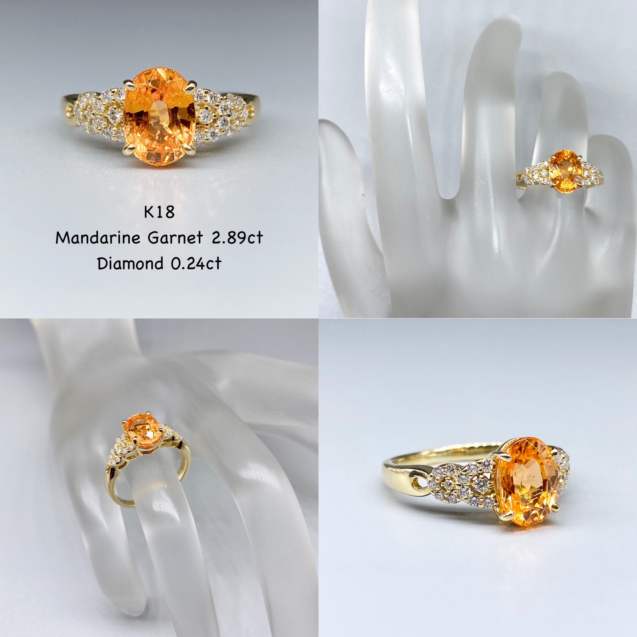 宝石の国 マグネット 缶　ダイヤモンド ガーネット ダイヤモンドリング GA 2.24ct D 0.20ct Pt950 日独