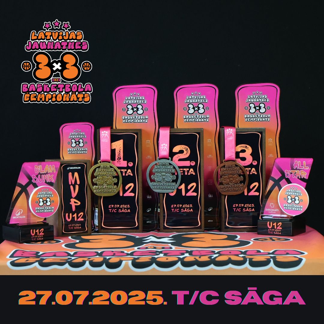 Šodien, 25. jūlijā līdz plkst. 17:00 iespējams pieteikt meiteņu vai zēnu komandu Latvijas Jaunatnes 3x3 basketbola U12 (2013. gadā dz. un jaun.) čempionātam, lai svētdien basketbola laukumā pie T/C "Sāga" cīnītos par šīm un citām balvām! Pieteikumi ej.uz/info3x3