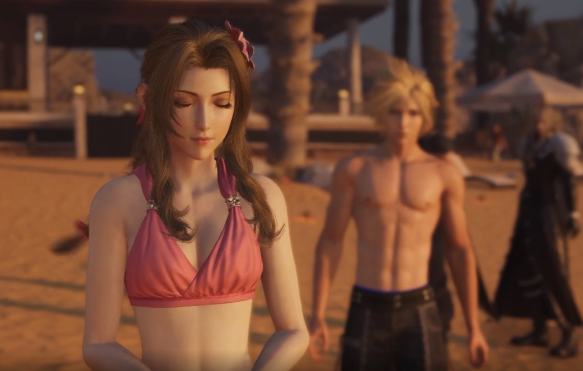 ShinraArch's tweet image. Although Aerith bears the burdensome destiny of an Ancient descendent, she rarely shows signs of being troubled. There are rare occasions when we see her lost in thought: just after hearing Hojo’s story in Costa del Sol and during the scene around the Cosmo Candle. (UO, 2005)