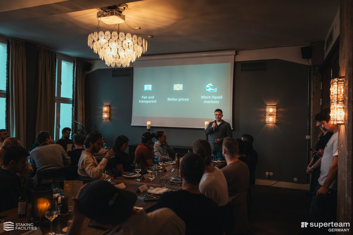thgehr's tweet photo. Had a great time pitching at the Soho House Berlin investor dinner. Incredible crowd, thoughtful conversations, and a strong lineup of projects shaping the future o̶f̶ ̶c̶r̶y̶p̶t̶o̶ 💪

Big thanks to @SuperteamDE and @StakingFac  for putting together such a special night. 🙌 https://t.co/7nBO9XYBhF