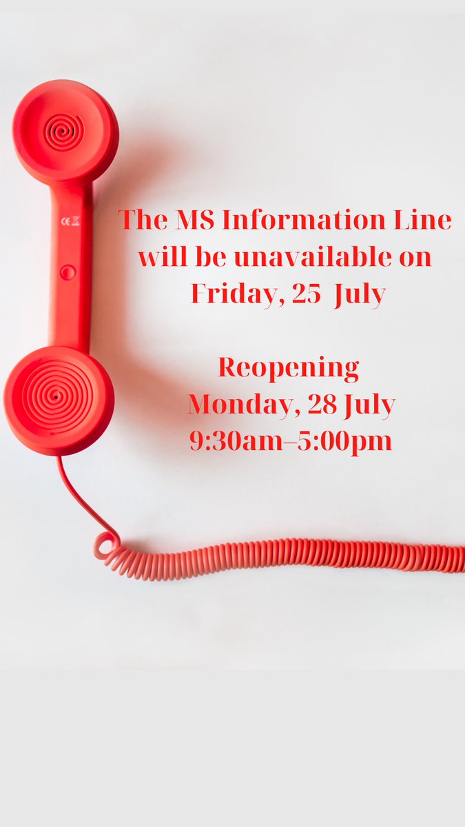 MSIRELAND's tweet image. Please note!
Our Info Line will be closed this Friday, 25 July.
We’ll reopen as normal on Monday.
Thanks for your understanding!