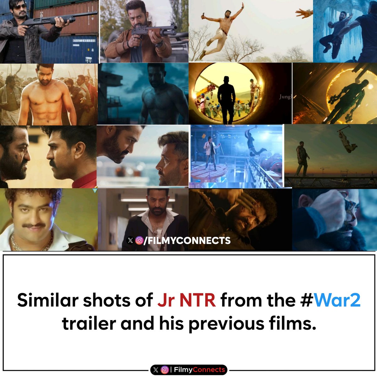 FilmyConnects's tweet image. It&apos;s great to see that @directorayan and @yrf didn’t take @tarak9999 for granted. Instead, they put in a lot of effort by watching his previous films and incorporating those references into #War2.

#JrNTR