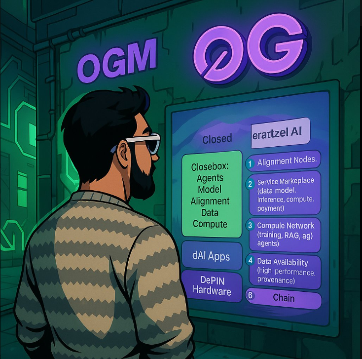 ice_shanto's tweet photo. This image illustrates how 0G enables Decentralized AI (dAI) through a modular, open, and composable architecture:
1️⃣ Alignment Nodes
2️⃣ Service Marketplace
3️⃣ Compute Network
4️⃣ Storage Network
5️⃣ Data Availability
6️⃣ Modular Chain
@0G_labs
#0G_lab https://t.co/DMpgLWHLSL