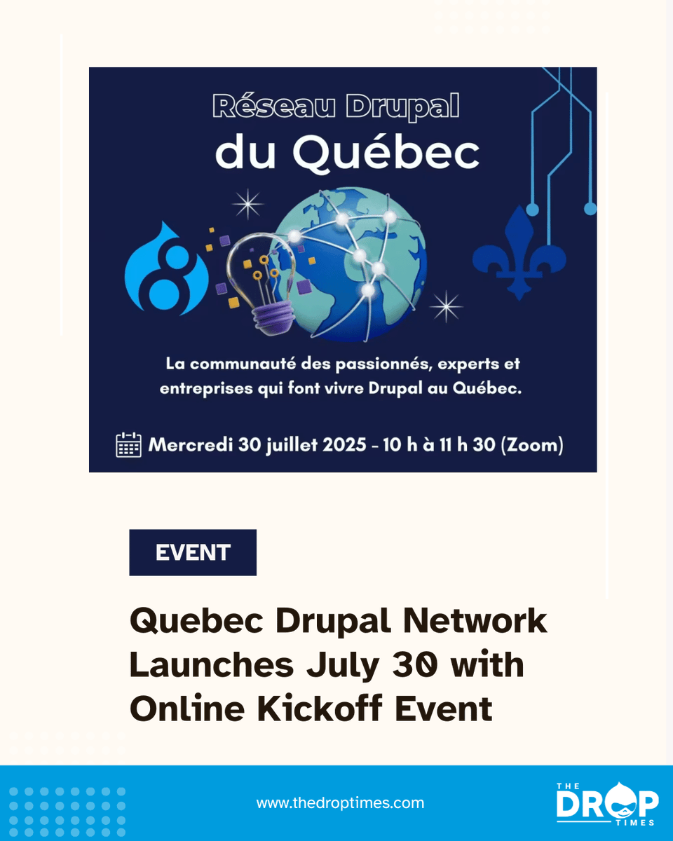 📢 A new Drupal community is launching in Quebec! Join the free online kickoff of the Quebec Drupal Network on July 30 to shape its future and connect with local pros.
bit.ly/4mfqevX 
#Drupal #QuebecTech #OpenSource #DrupalCommunity