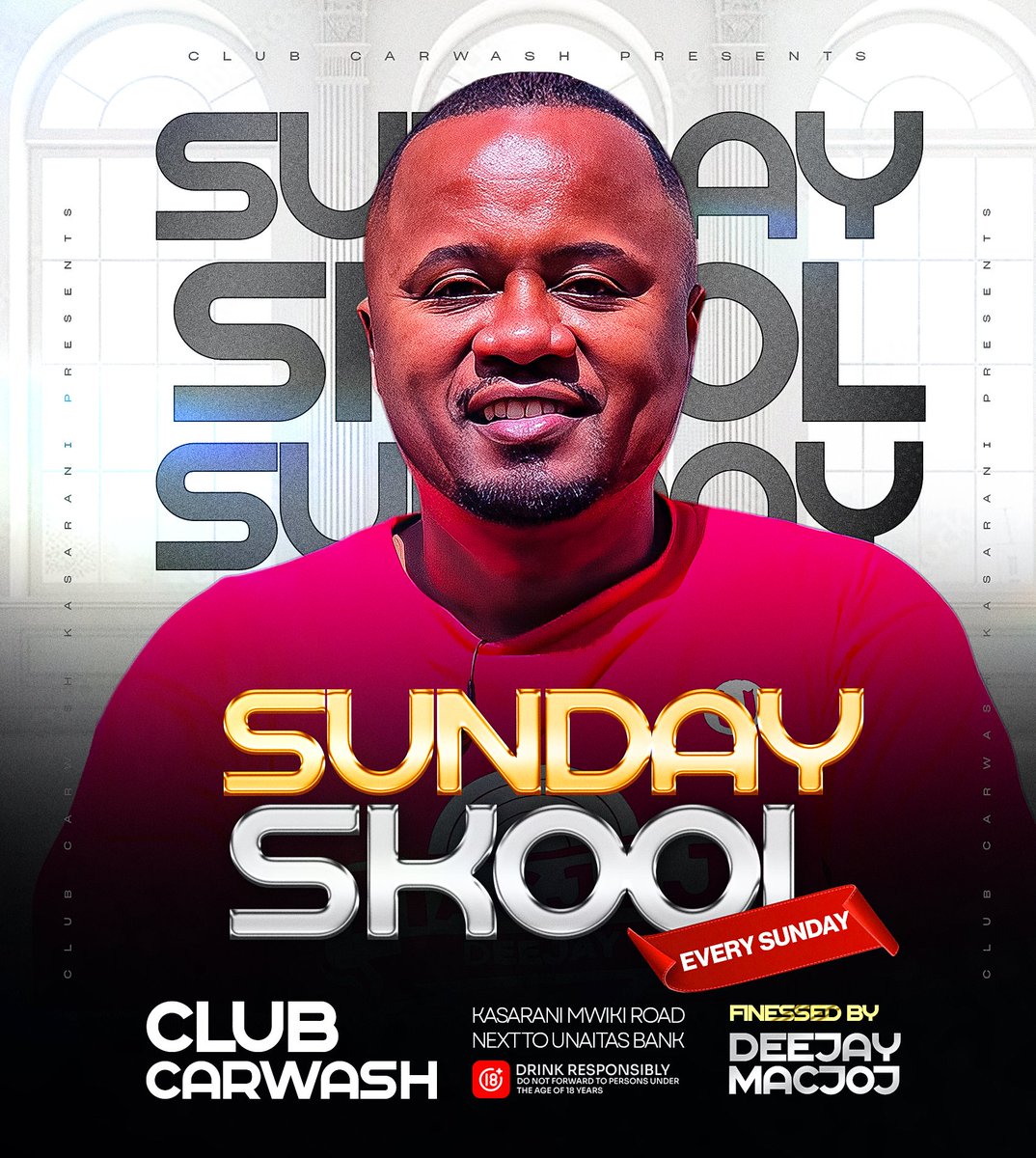 Sunday join me at Club Carwash Kasarani for a splendid mix of music from 7pm till morning. 

#SundaySkool Babu owino passaris