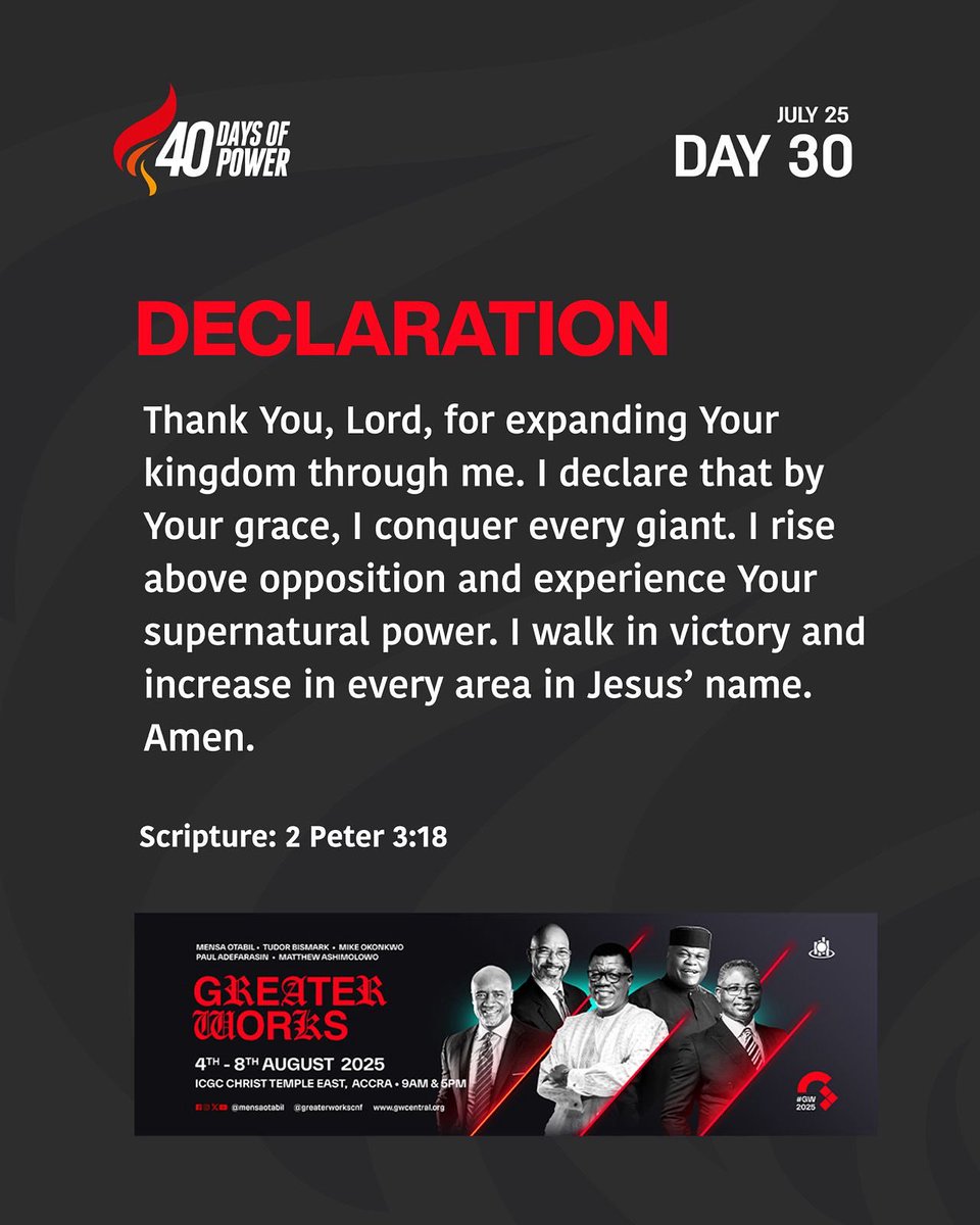 MensaOtabil's tweet image. We walk in victory in Jesus’ name. 

#40DaysOfPower 
#GW2025