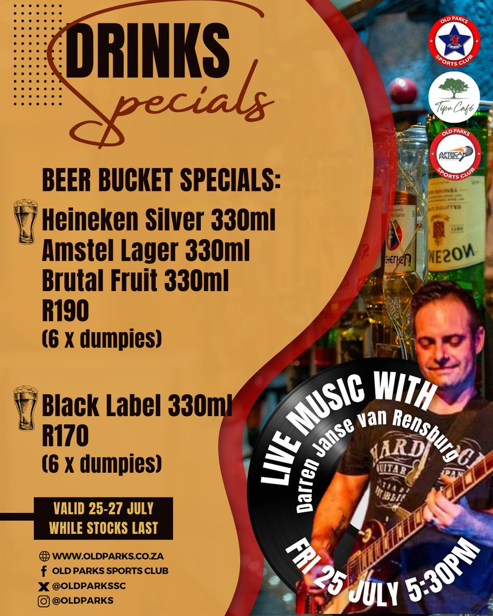 🎶 Fridays are for vibes at Old Parks! 🍻
Kick off your weekend with live music &amp; drinks specials every Friday at Old Parks! 
#OldParksFridays #LiveMusicVibes #DrinkSpecials #weekendvibes #fridaysatoldparks