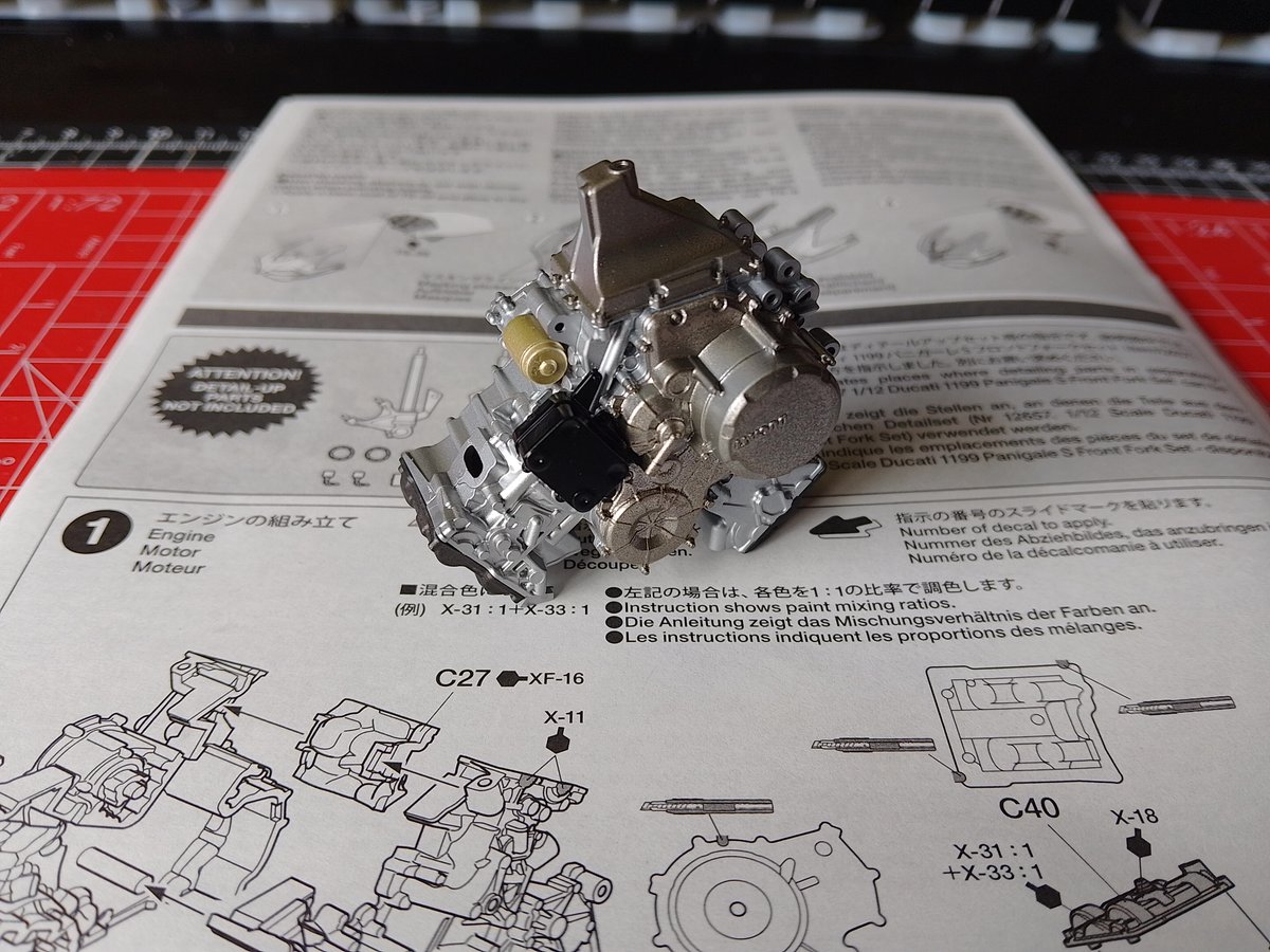 Ducati 1199 Panigale engine progress, exhaust next.