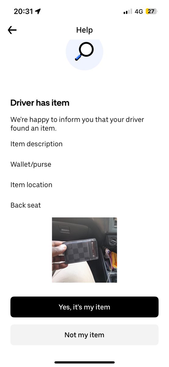 Supermandla's tweet photo. A week gone by, still can’t recover my card holder after driver said they found it, 2 tickets for no possession of license and might be missing flight today because of no identification since it’s with the uber driver 😭😭😭😭 return my things @Uber_RSA @Uber https://t.co/dz2NAfhcW8