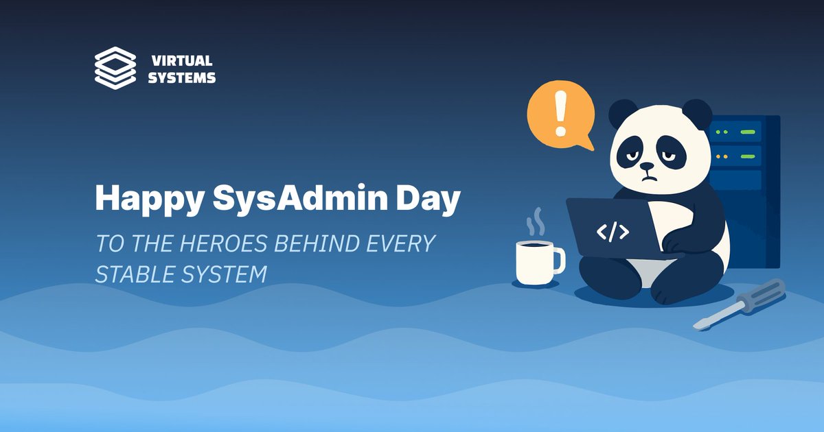VSYShost's tweet image. Happy #SysAdminDay to the heroes behind every stable system.
You patch, reboot, monitor, and fix — often before anyone notices.
🩵🩵🩵
#VSYSHost #SystemAdministrator