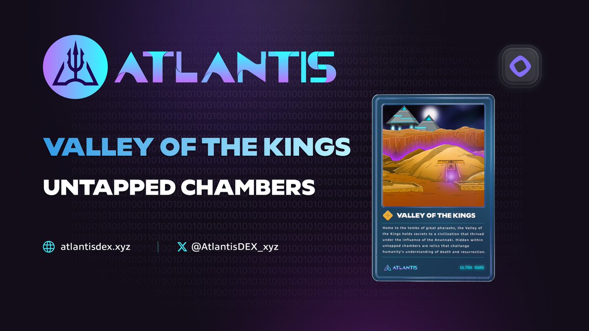 AtlantisDEX_xyz's tweet image. Introducing the Valley of the Kings, home to the tombs of pharaohs and ancient secrets.
This sacred necropolis conceals divine knowledge from a civilization shaped by Anunnaki influence, with hidden chambers holding relics that transformed humanity's understanding of death and…