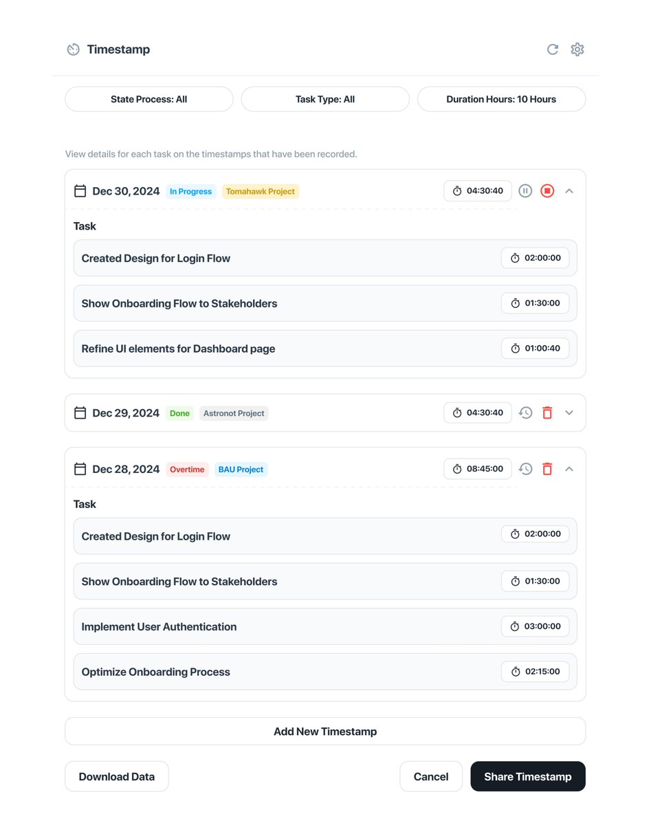 insank18's tweet image. Timestamp Tracker Task 🕐🗂️