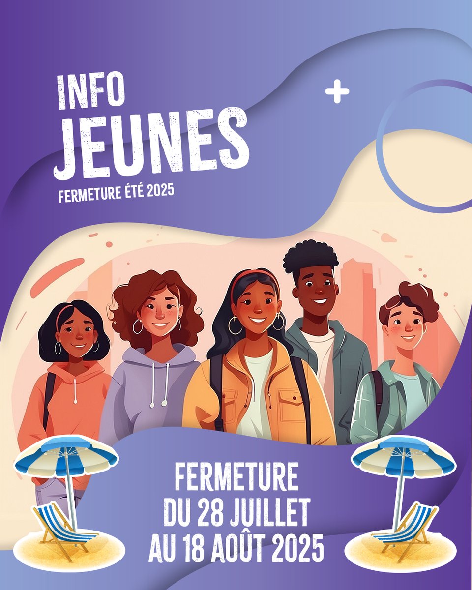 Le Service Info Jeunes du Pôle Jeunesse de la Roseraie sera fermé du 28 juillet au 18 août 2025 inclus.
Passer de bonnes vacances... on se retrouve à la rentrée !!!
#infojeunes