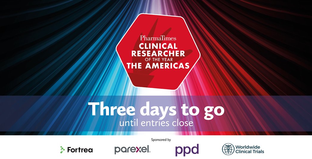 PharmaTimes's tweet photo. This is your final opportunity to enter the #PharmaTimes Clinical Researcher of the Year – The Americas Awards competition, with entries closing in three days.
Enter here: https://t.co/7YPYesl96O
Find out more about our categories here: https://t.co/CPPFF5kDX0
#PTCROY https://t.co/1UrLCrnwLH