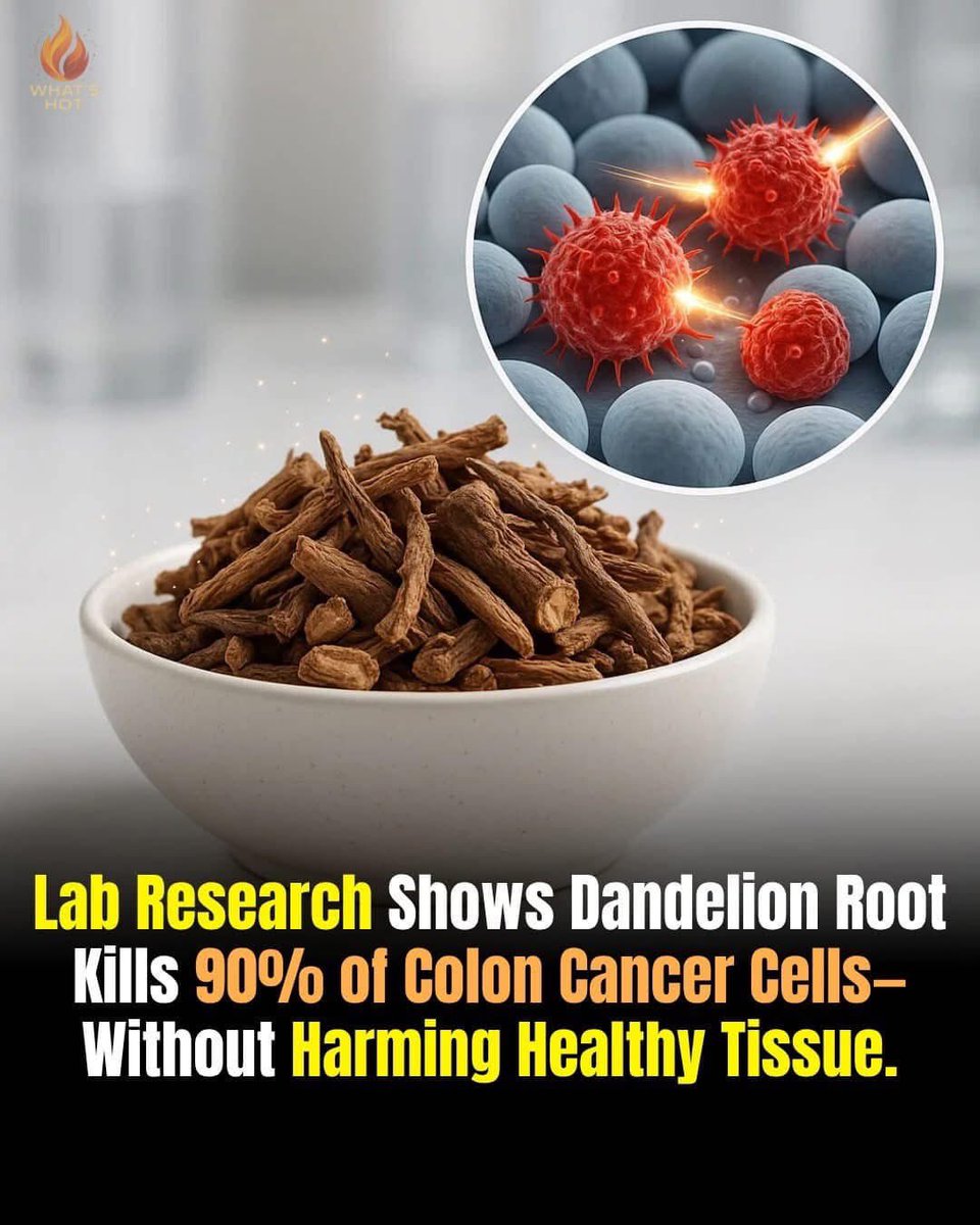 unity_wellbeing's tweet photo. In lab studies, dandelion root extract killed up to 90% of colon cancer cells—and left healthy cells nearly untouched.
The extract works by triggering apoptosis through mitochondrial pathways, oxidative stress, and cell-cycle disruption. #naturopath #naturalmedicine https://t.co/3yeMoyrIWl