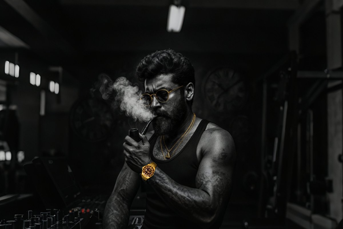 Edits_vishva's tweet image. Here&apos;s &quot;Rolex 🦂 HD Poster💥🔥
Pc.. #Karuppu 
@Suriya_offl @Dir_Lokesh 
@anirudhofficial 💥🗿
#Rolex X #Coolie