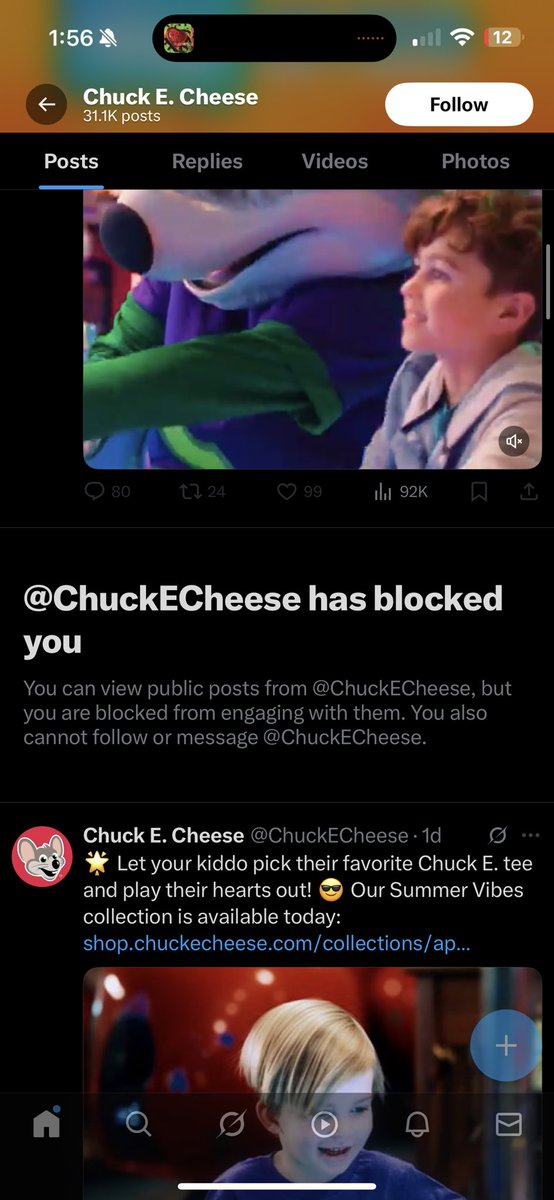 97b0n3s's tweet image. Forgot I can’t quote tweet the Chuck E. Cheese AI video like everyone else