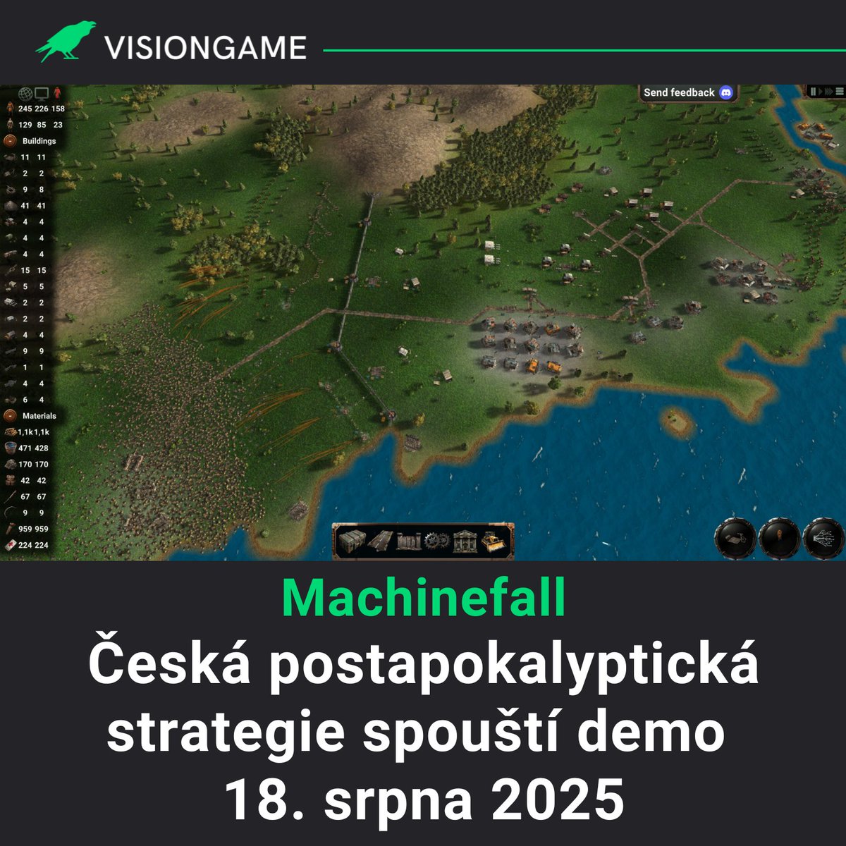 visiongamecz's tweet image. Svět, jak ho známe, je minulostí. Stroje převzaly kontrolu, zničily civilizaci… a teď míří pro zbytek. Machinefall, připravovaná real-time strategie od českého vývojáře Jana Žižky, odhalí svůj první demo build už 18. srpna 2025 na Steamu. visiongame.cz/machinefall-ce…