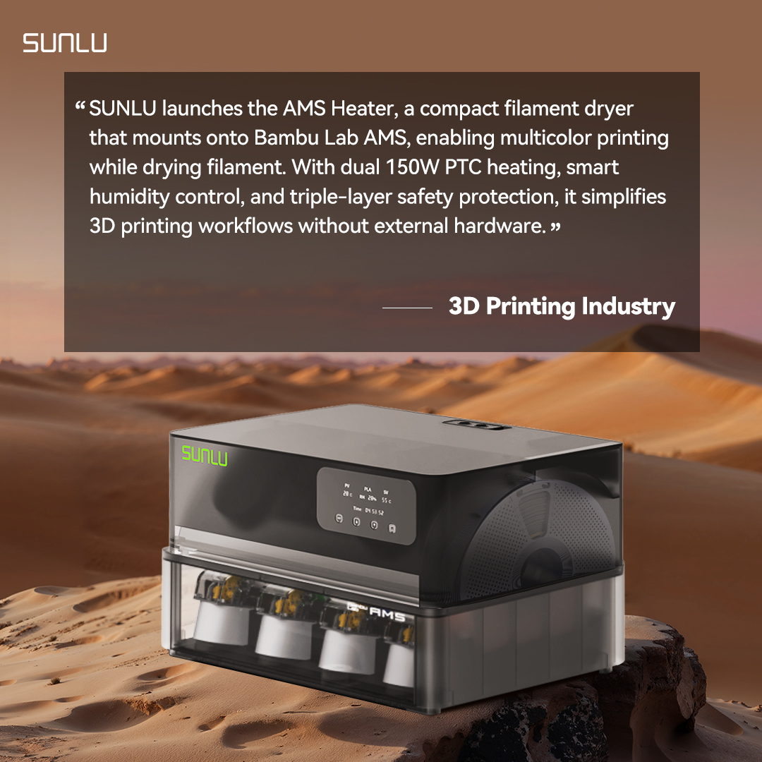 sunluofficial's tweet image. 🚀As featured by @3dprintindustry , AMS Heater integrates seamlessly with the AMS, enabling smooth multicolor printing while keeping filament dry.
Learn more:
3dprintingindustry.com/news/sunlu-cel…
