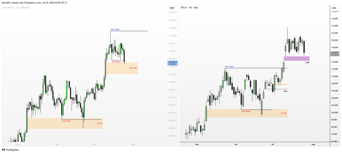 doerXBT's tweet image. #BTC
Will we see 125k? If price does close the CME GAP and gets a reaction from Daily FVG