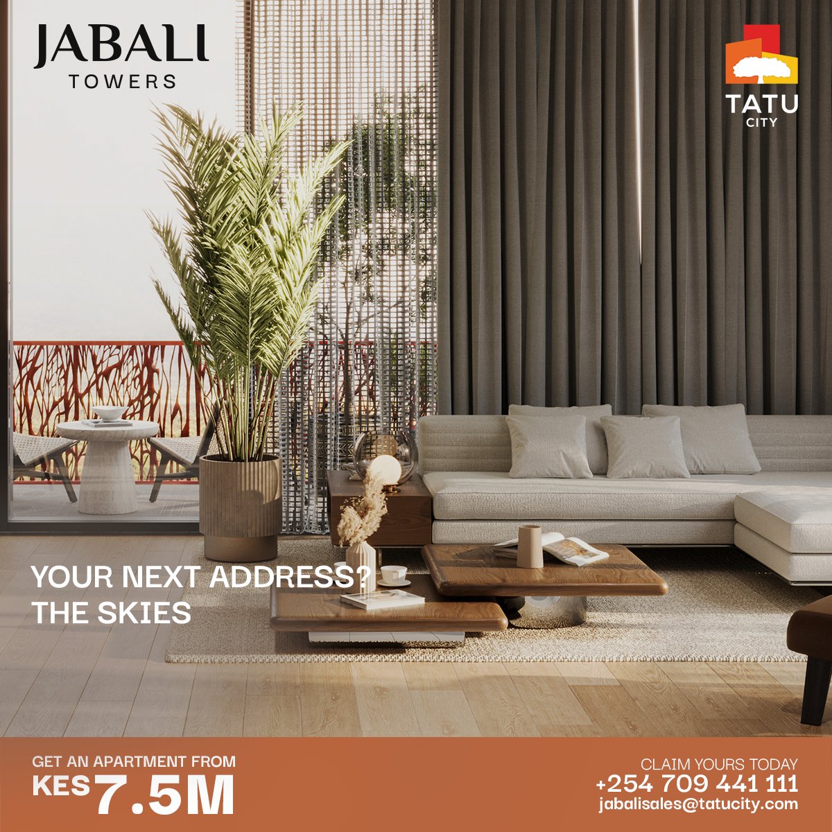 Crafted for calm. Designed for connection.

At Jabali Towers, your living space is more than just a home; it’s a sanctuary that blends warm, welcoming energy with refined elegance. Every detail invites comfort, sparks connection, and redefines sophisticated living.

Rise into