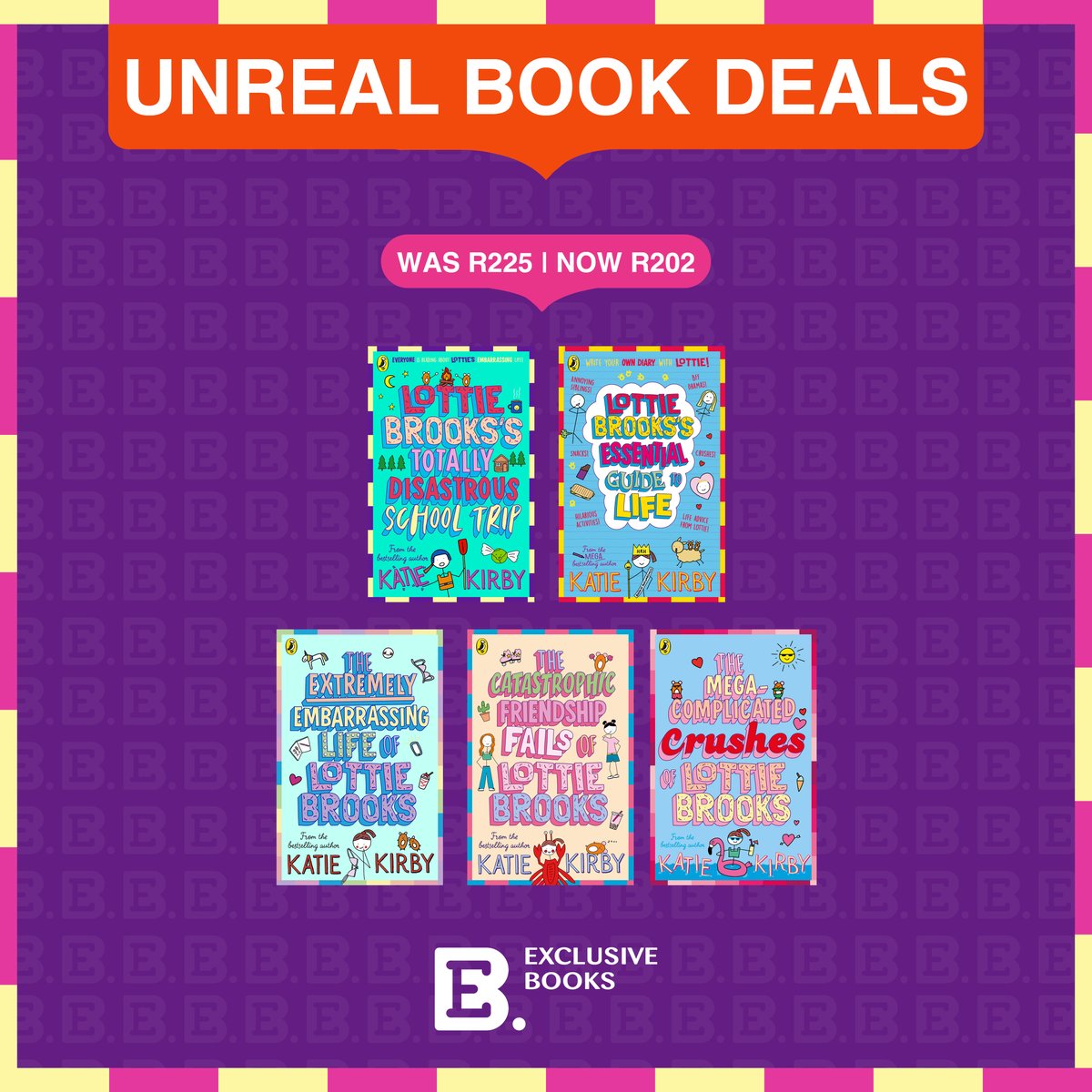 ExclusiveBooks's tweet image. Join in on all the fun as Lottie Brooks tackles the perils of growing up - friendship, embarrassing moments and plenty of laughs!
Save on the Lottie Brooks series - now only R202 each!
@PenguinKidsSA
Offer valid 1 - 31 July.
While stocks last.
📝 exclusivebooks.co.za/collections/lo…