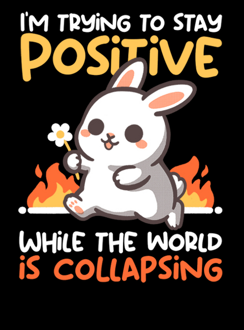 qwertee's tweet image. "Bunny stay positive" for just 12hr more on qwertee.com/last-chance RePost for chance at FREE TEE!