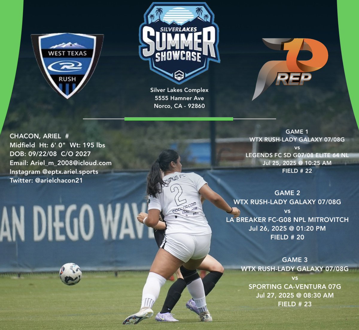 ID Camp ✅
Surf Cup ✅
Jr. Olympics ✅
last stop sliverlakes showcase ready to showcase my talents !

<a href="/Prep1USA/">PREP1</a> <a href="/Prep1Athletes/">PREP1 Athletes</a> <a href="/EPHS_gsoccer/">EPHS Girls Soccer</a> <a href="/EPSoccer915/">EP Soccer 915</a> <a href="/Fchavezeptimes/">Felix Chavez</a> <a href="/CamarenaSoccer/">Camarena Soccer Training</a> 
<a href="/TopDrawerSoccer/">TopDrawerSoccer</a> <a href="/ImYouthSoccer/">ECNL/GA/Recruiting/College Soccer</a>