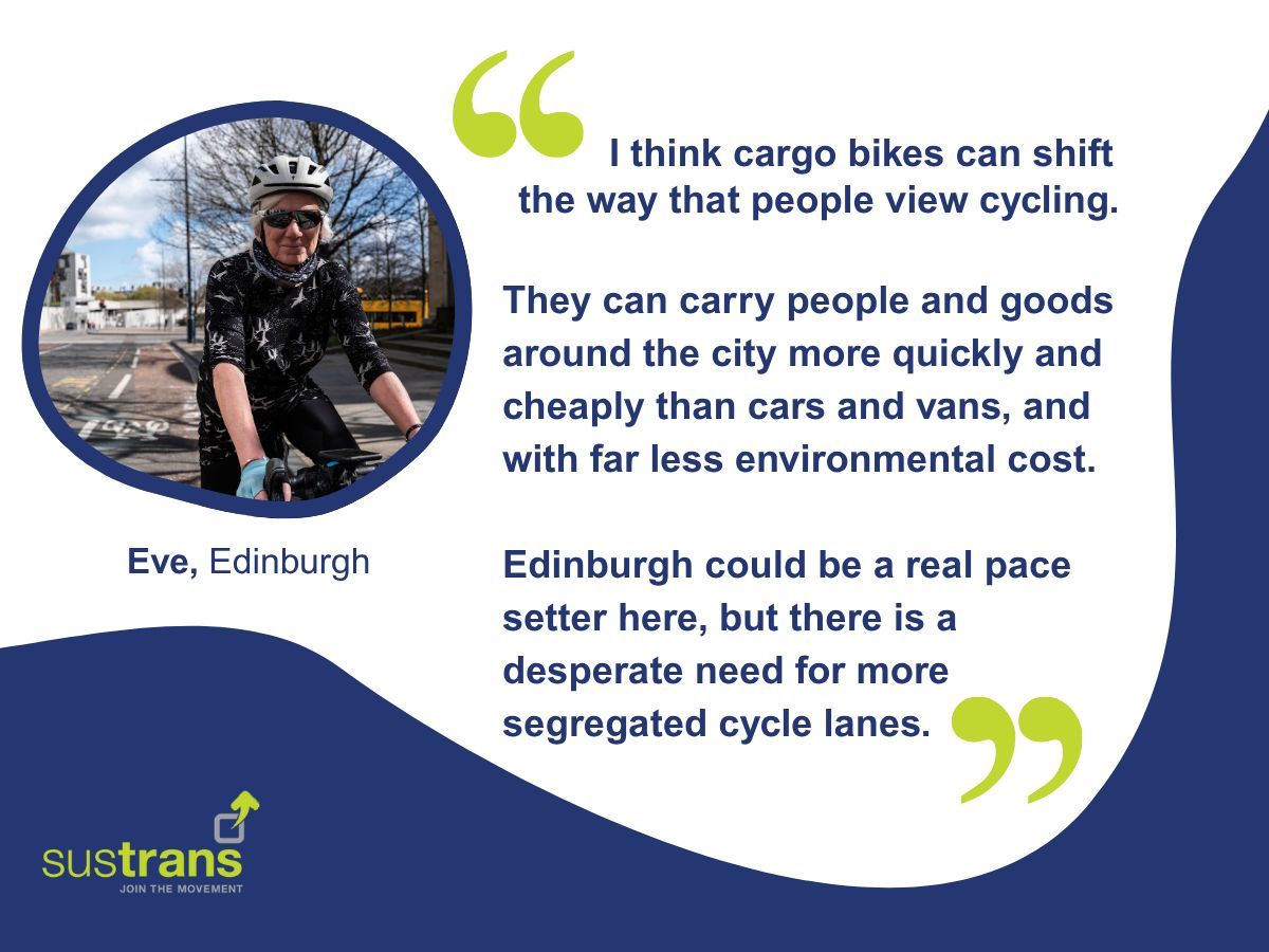 SustransScot's tweet image. "I think cargo bikes can shift the way that people view cycling" π
Our new report explores the potential of #CargoBikes, and what can be done to encourage wider uptake across Scotland.
Read more π buff.ly/GKGkAVq