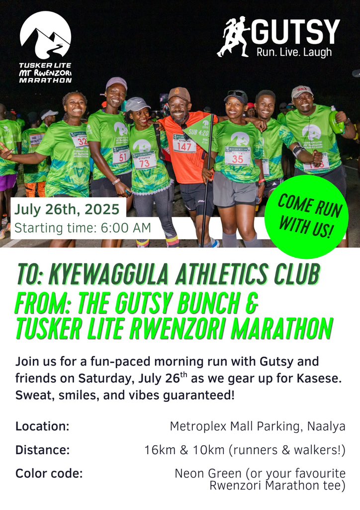 RunKyewaggula's tweet image. Our Saturday plot is with @gutsybunch and @RwenzoriMarathn #ComeRunWithUs