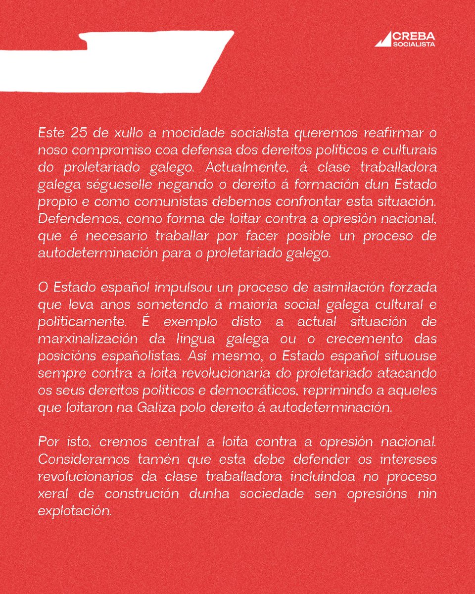 CMSocialista_'s tweet photo. 25X | 🚩

Polo dereito de autodeterminación da clase traballadora galega. https://t.co/fVSk8UgH4m