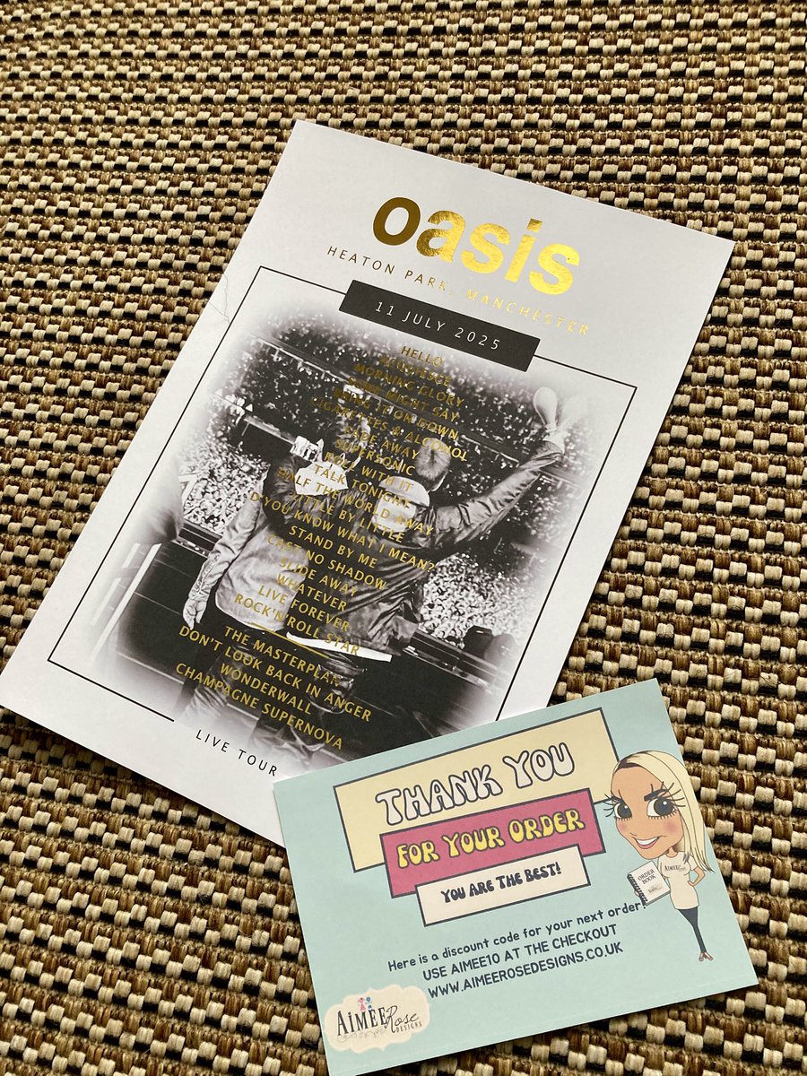 These are amazing, Oasis Setlist in Gold print #OasisLive25